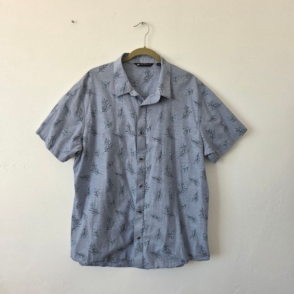 Travis Mathew Pay Load Short Sleeve Button Up Shirt Tropical Hawaiian Cabana XL